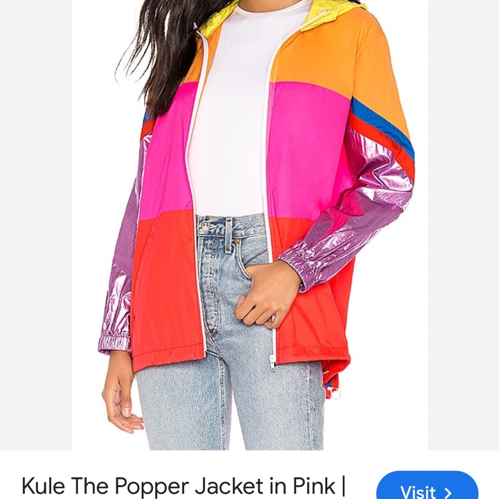 KULE neon colorblock windbreaker size large the popper